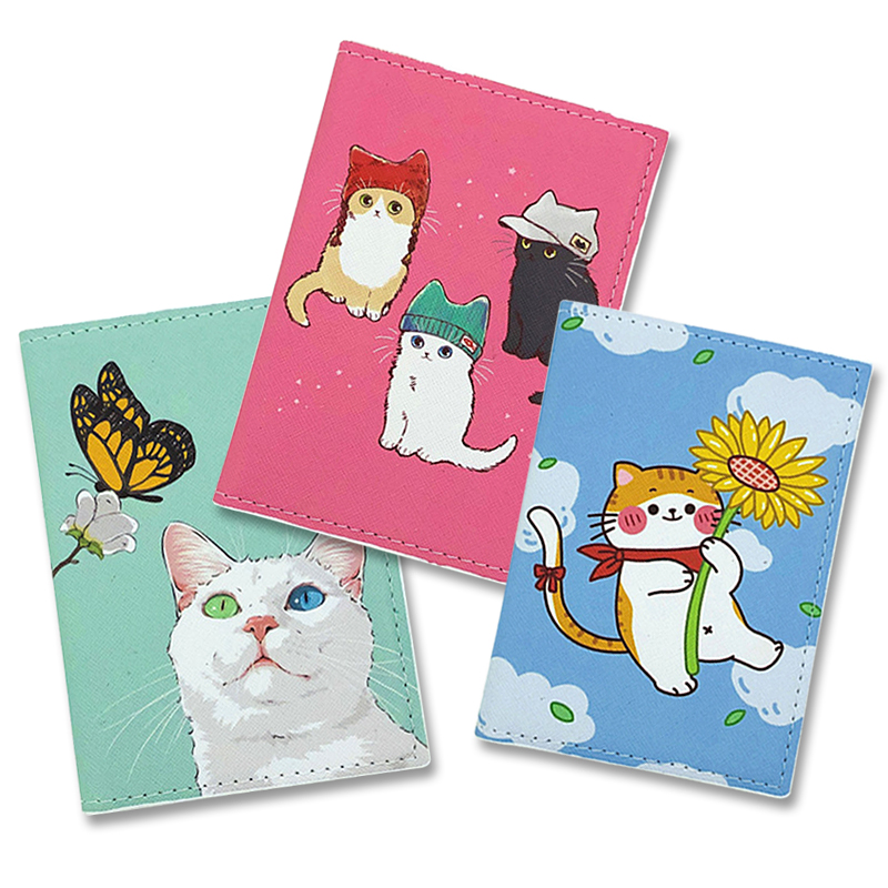 Travel Accessories Overseas - Tempat paspor pola kucing lucu, Aksesori