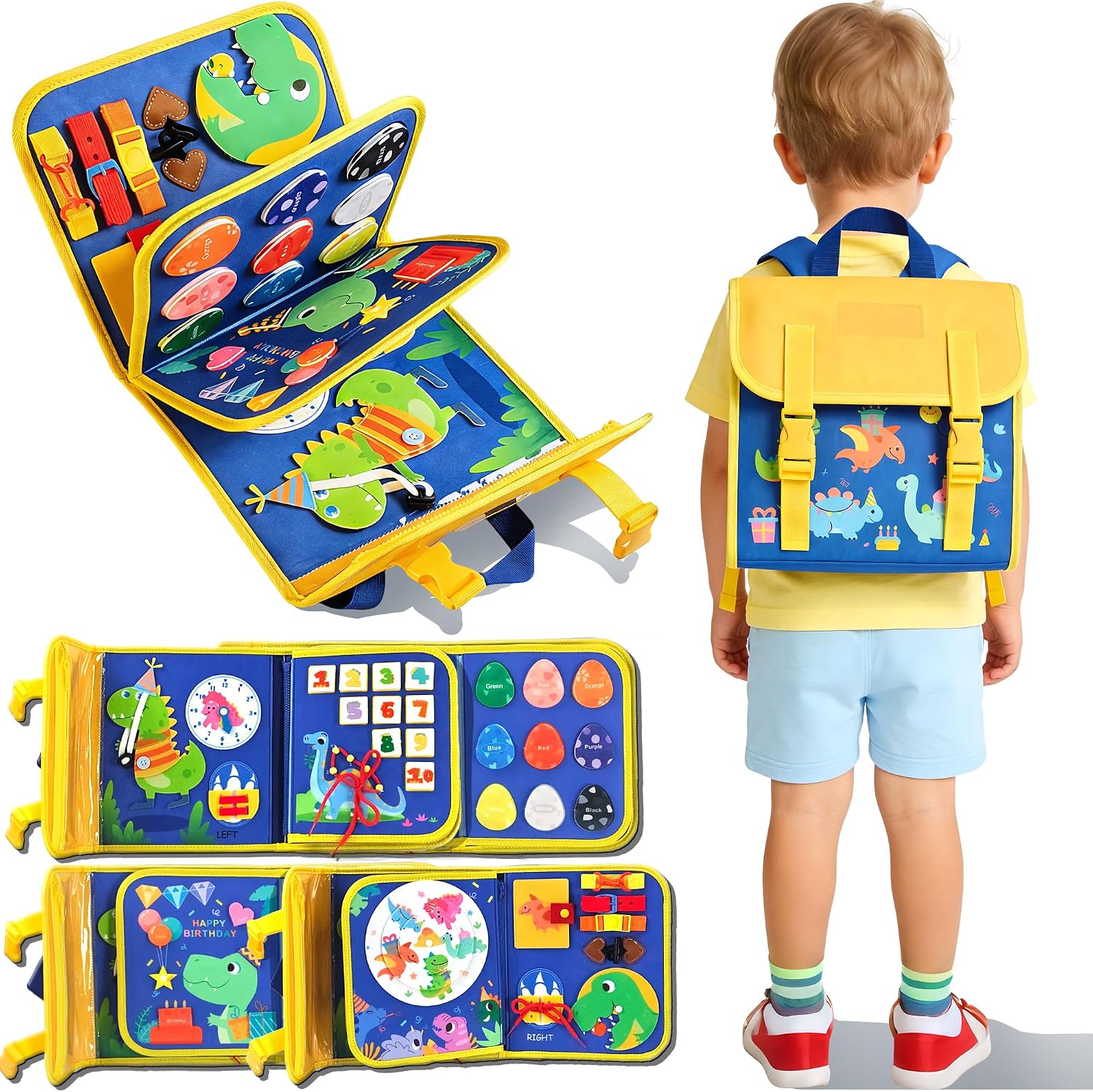 Travel Accessories For Toddlers - Ransel Papan Aktivitas Dinosaurus untuk Balita,