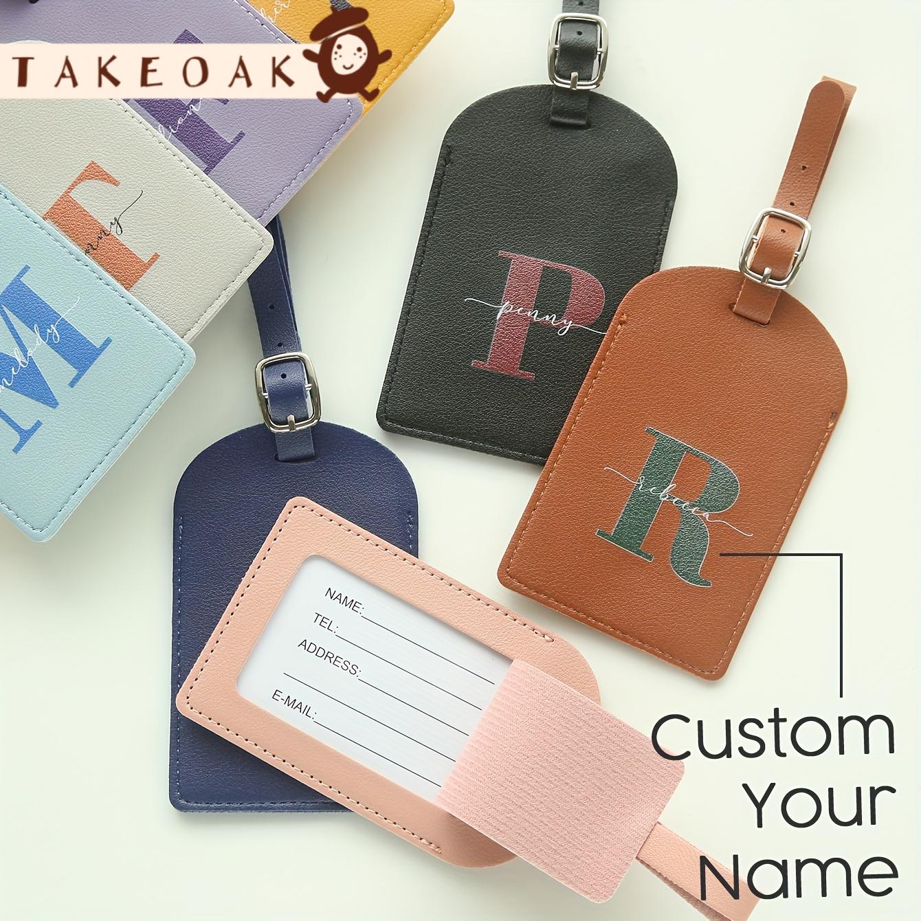 Travel Accessories Overseas - Tag Bagasi Kulit dengan Nama Inisial