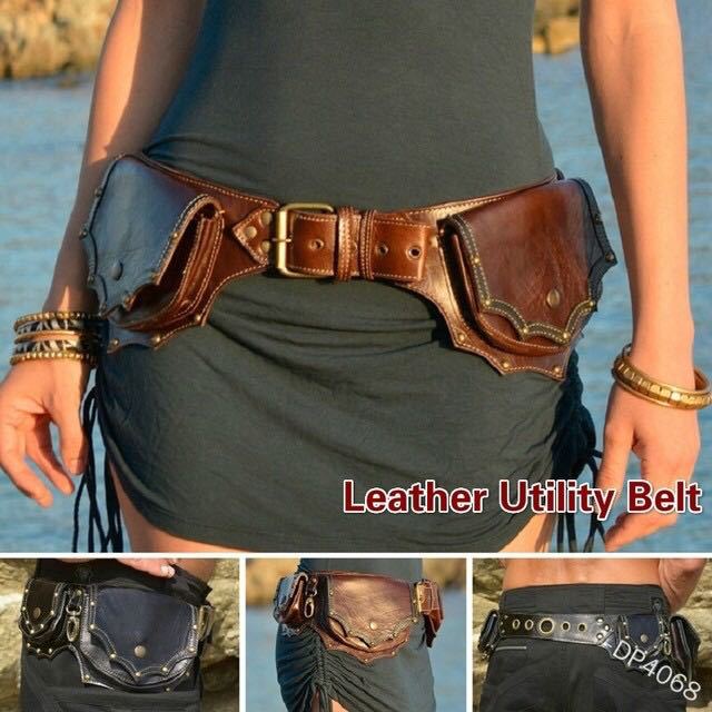 Travel Accessories Hip Belt - Sabuk Hip Utilitas Kulit Steampunk Abad