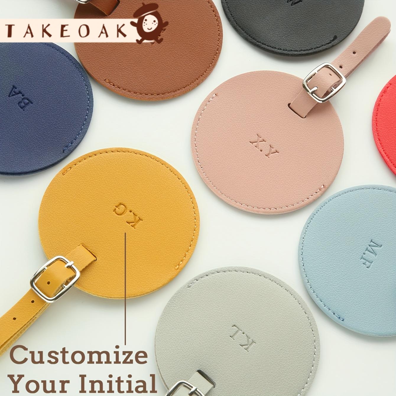 Travel Accessories Overseas - Label Bagasi Kulit Bulat Inisial Ganda