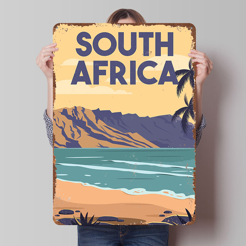 Travel Accessories South Africa - Poster Logam Perjalanan Afrika Selatan Seni