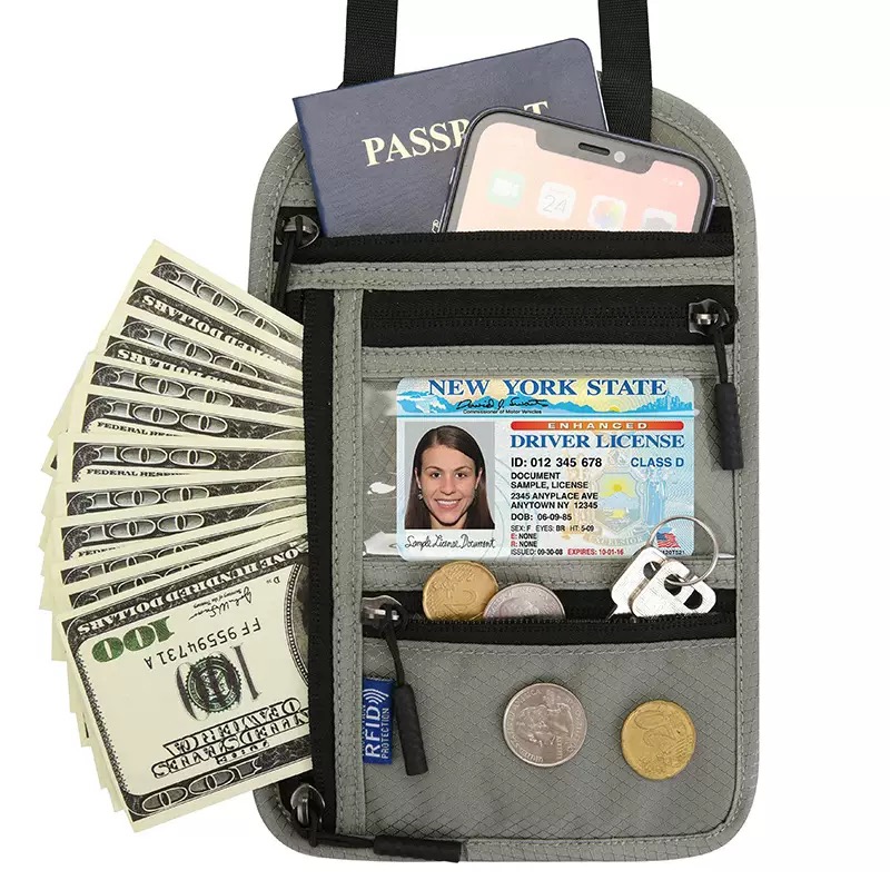 Travel Accessories Overseas - Tas Paspor Leher RFID untuk Perjalanan
