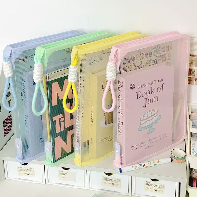Document Organizer Folder - Tas Dokumen Transparan dengan Pegangan Resleting