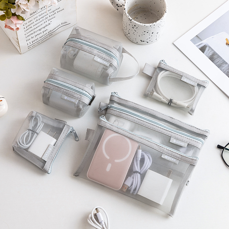 Tas Organizer Jaring Abu-abu – - Travel Accessories Electronics ulasan dan harga